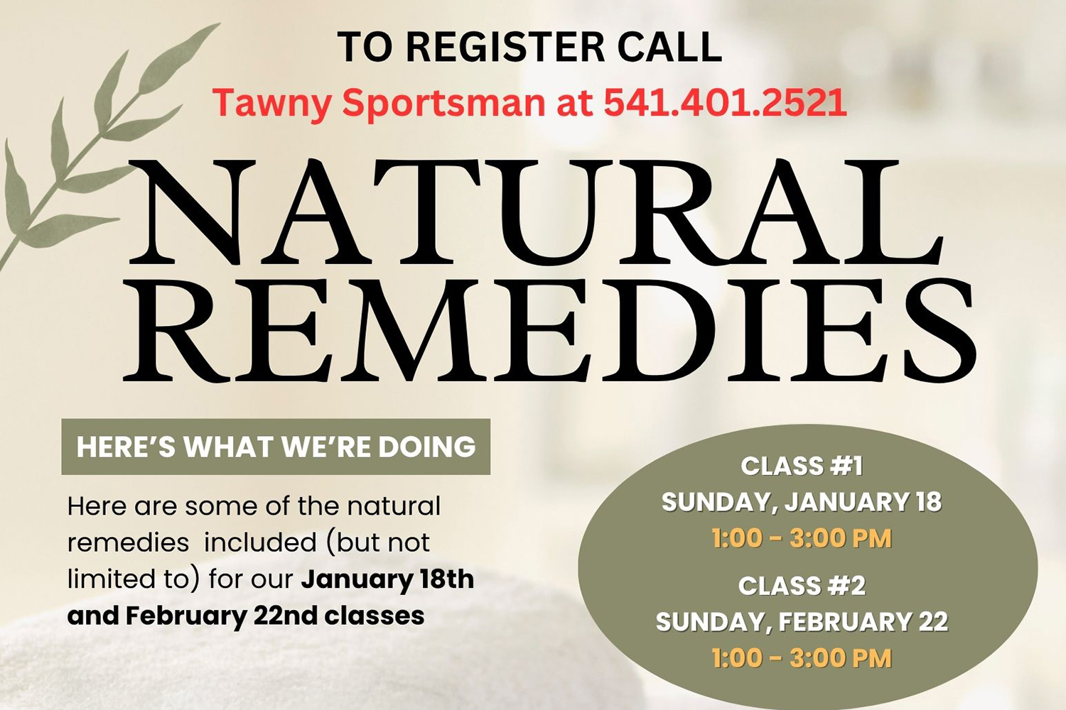Natural Remedies Classes at Eugene