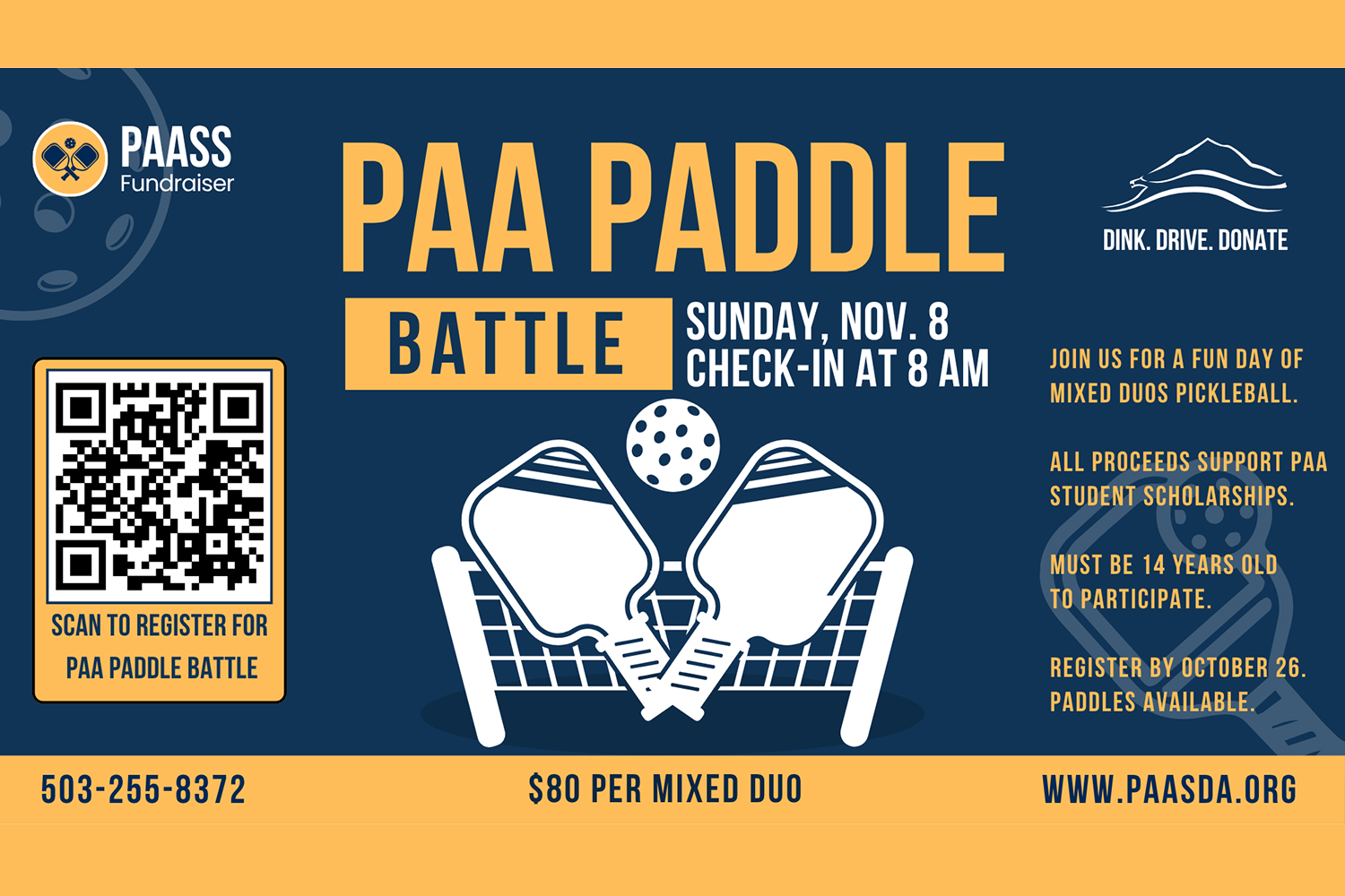 SAVE THE DATE: PAA Paddle Battle - First Ever Pickleball Tournament!