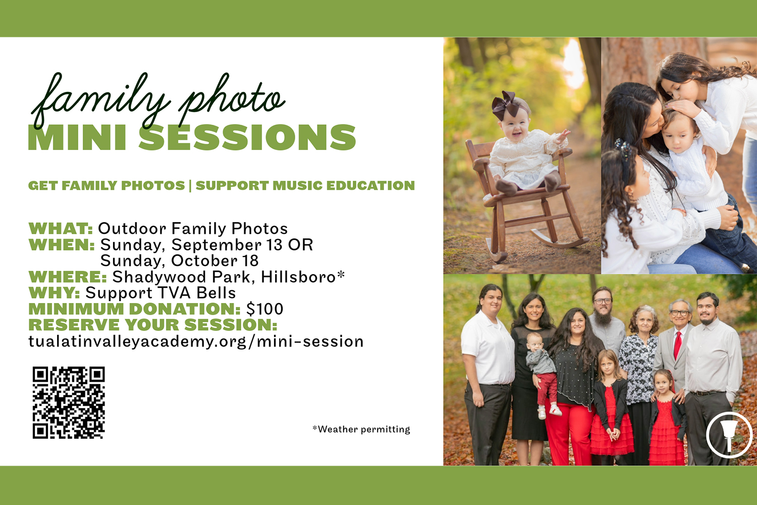 Family Photo Mini Session Fundraiser for TVA Bells