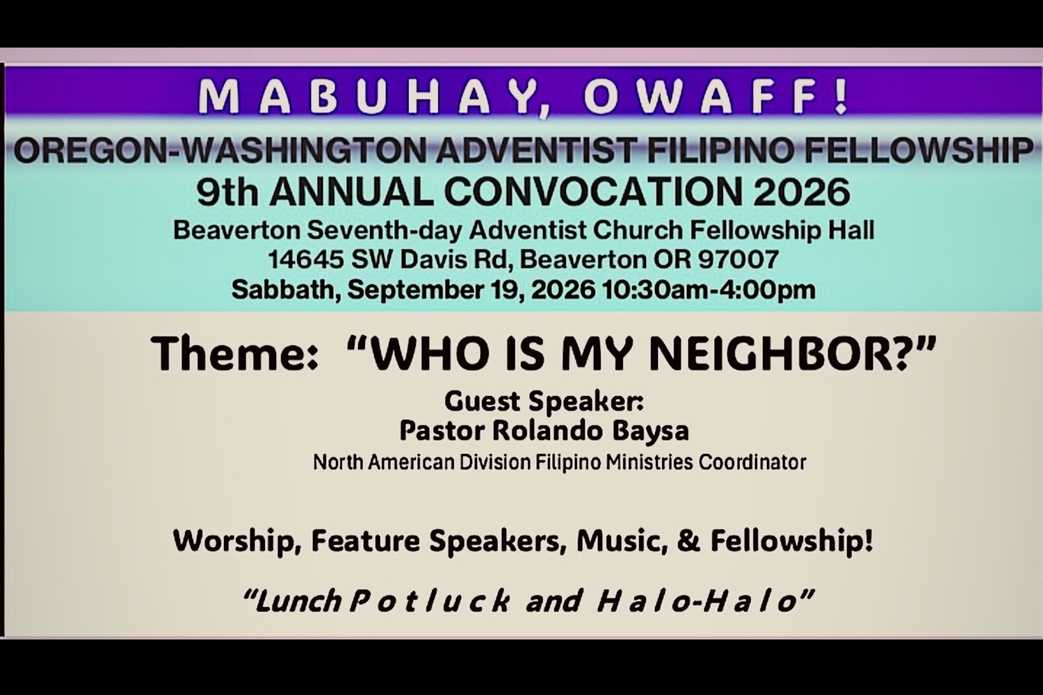 OWA Filipino Fellowship 9th Annual Convocation