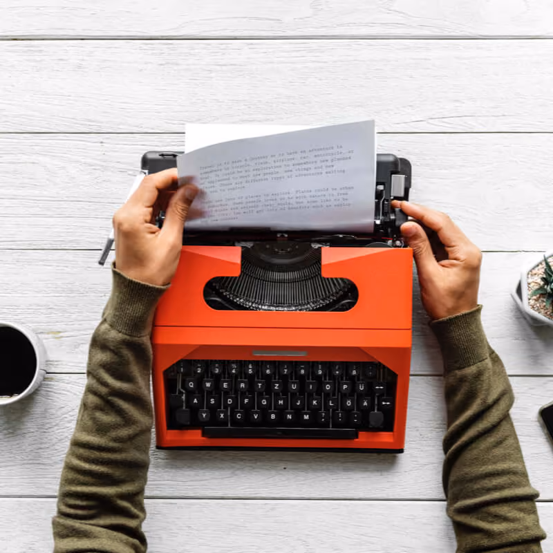 Typing a letter photo