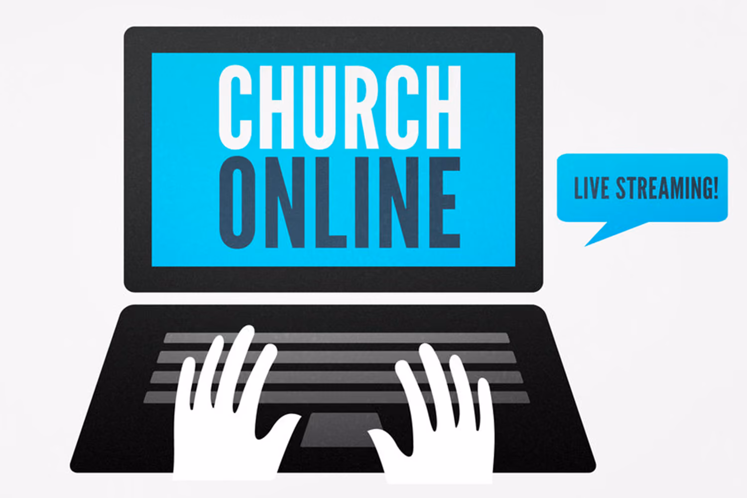 Computer with Church Online text on screen