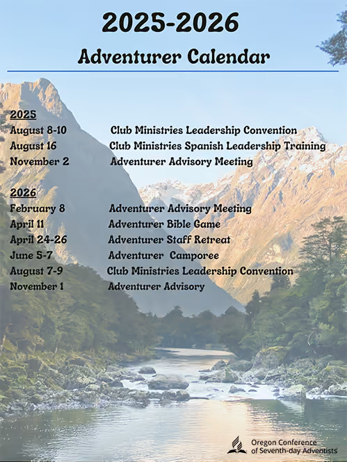 Oregon Conference Adventurer Club Calendar 2023-2024