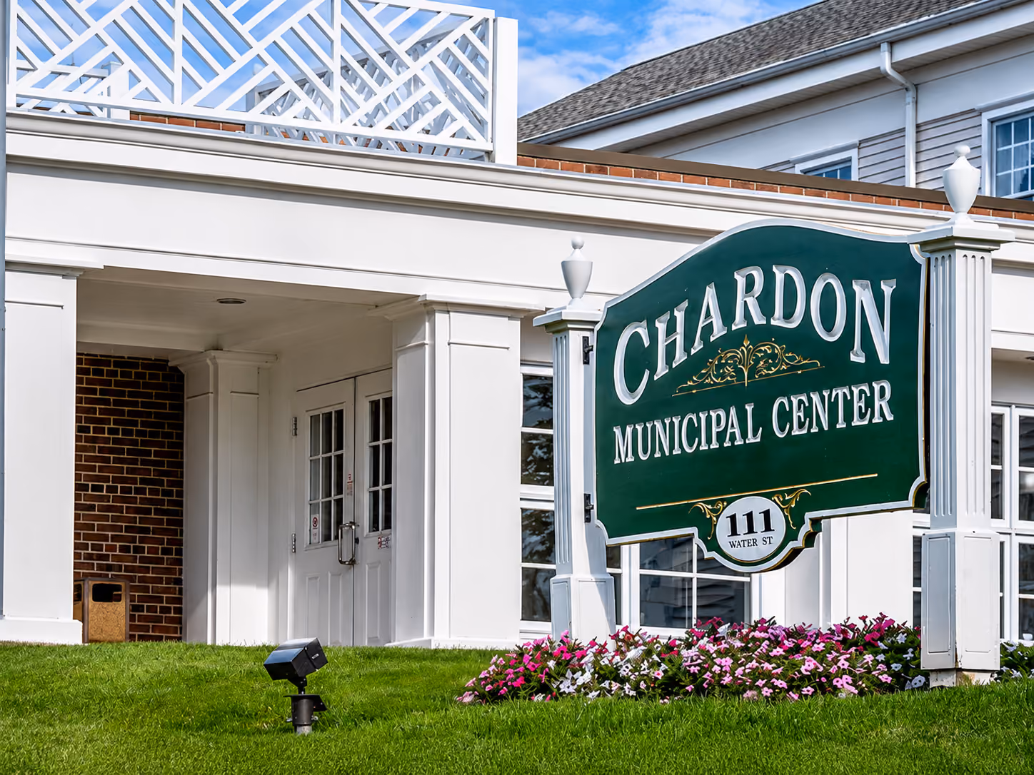 Exterior of the Chardon Municipal Court building at 111 Water Street in Chardon, Ohio