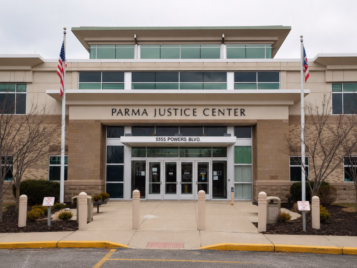 Exterior of the Parma Justice Center at 5555 Powers Boulevard in Parma, Ohio, home of the Parma Municipal Court