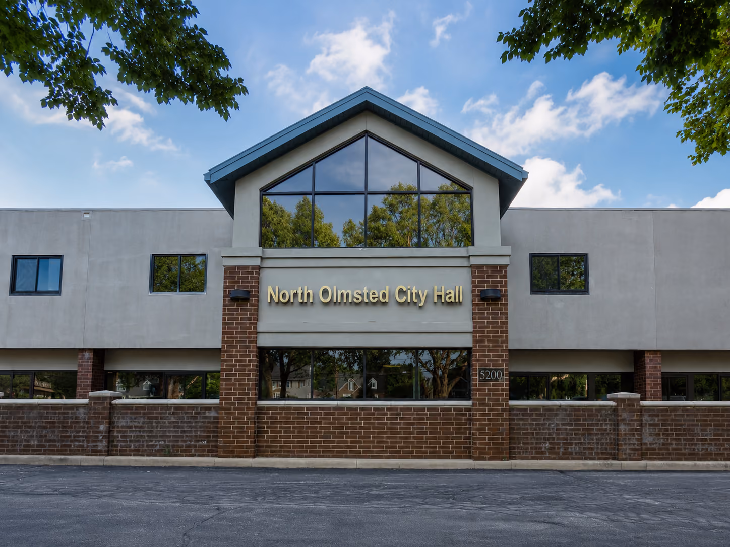 The North Olmsted city building at 5200 Dover Center Road in North Olmsted, Ohio, home of the North Olmsted Mayor's Court