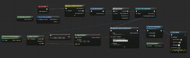 Typical game engine workflow for tracked images