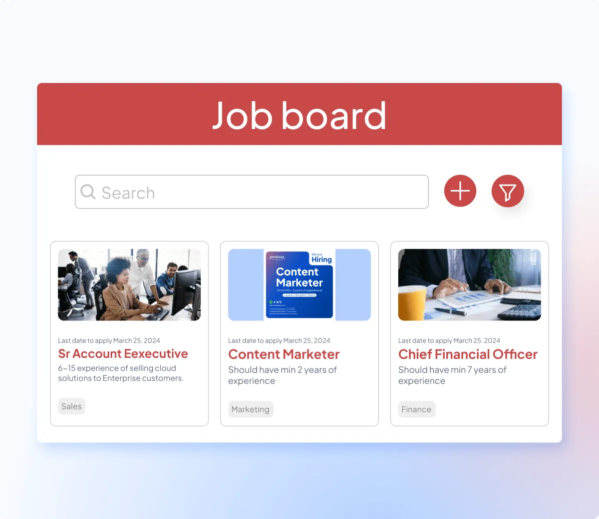Alumni job board software with advanced search filters and reminders to post job and internship opportunities.