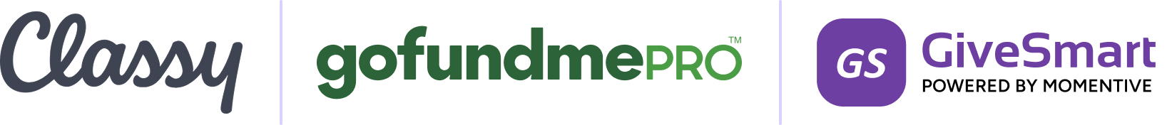 Classy | gofundmePRO | GiveSmart logos