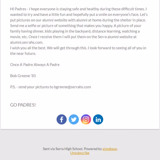 Urge alumni to share their photos with the community