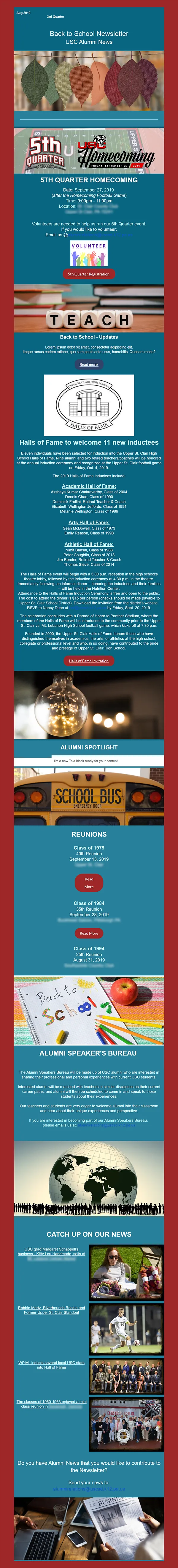 Upper St. Clair School District's alumni newsletter