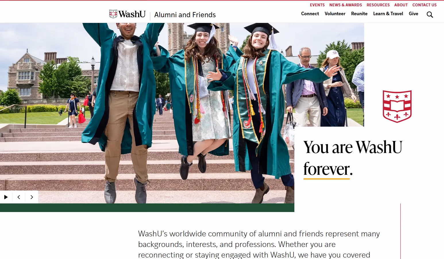 WashU's alumni website