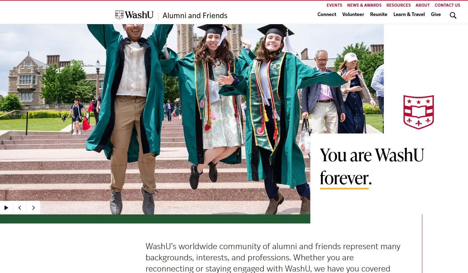 WashU's alumni website