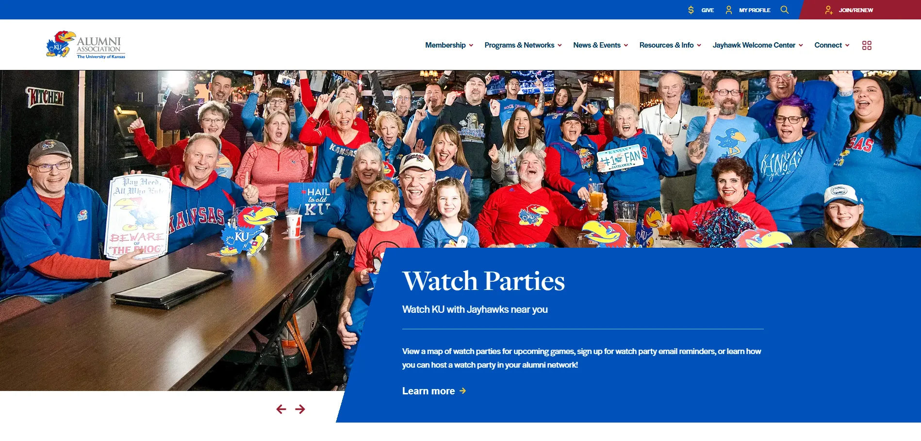 University of Kansas' alumni website
