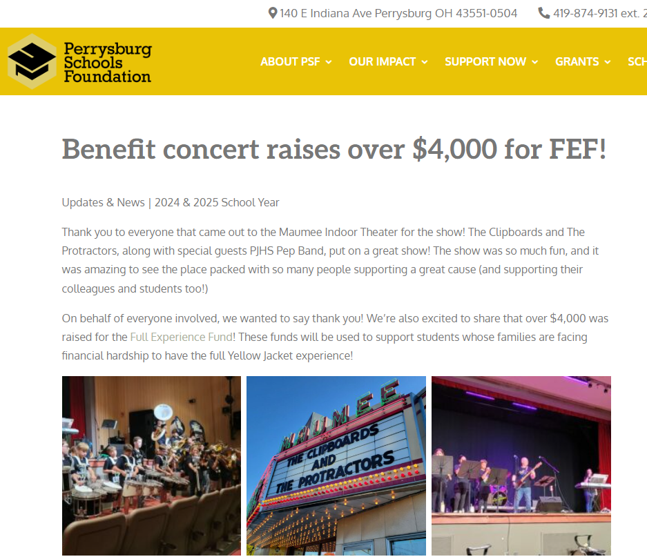 Teachers and students in Perrysburg, OH teamed up for a benefit concert to support the district’s Full Experience Fund and raised over $4,000!