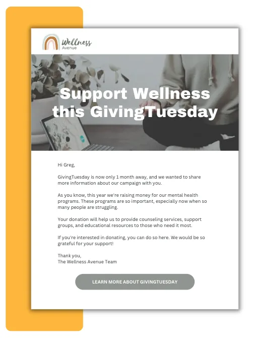 Giving Tuesday countdown email example