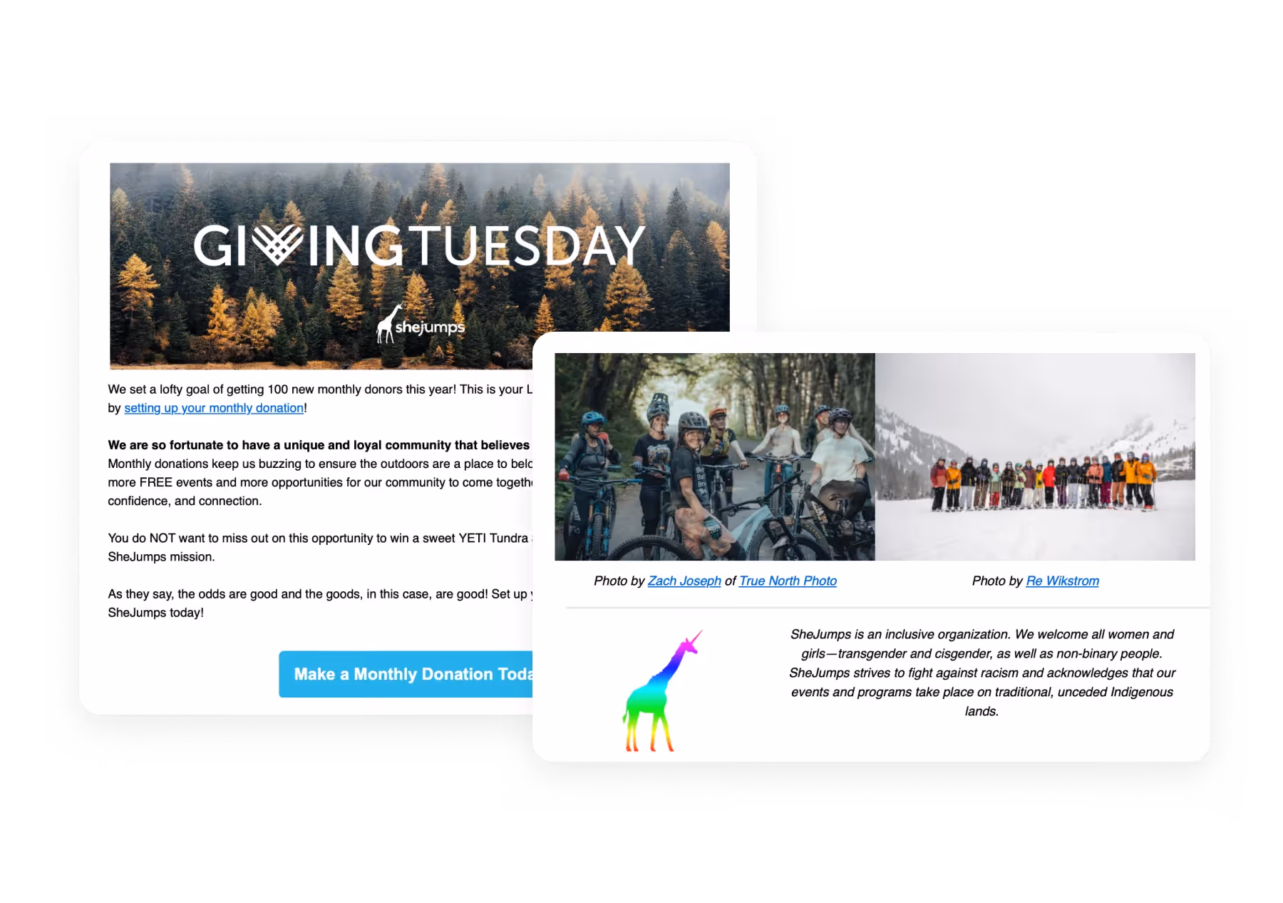 Giving Tuesday monthly gift example