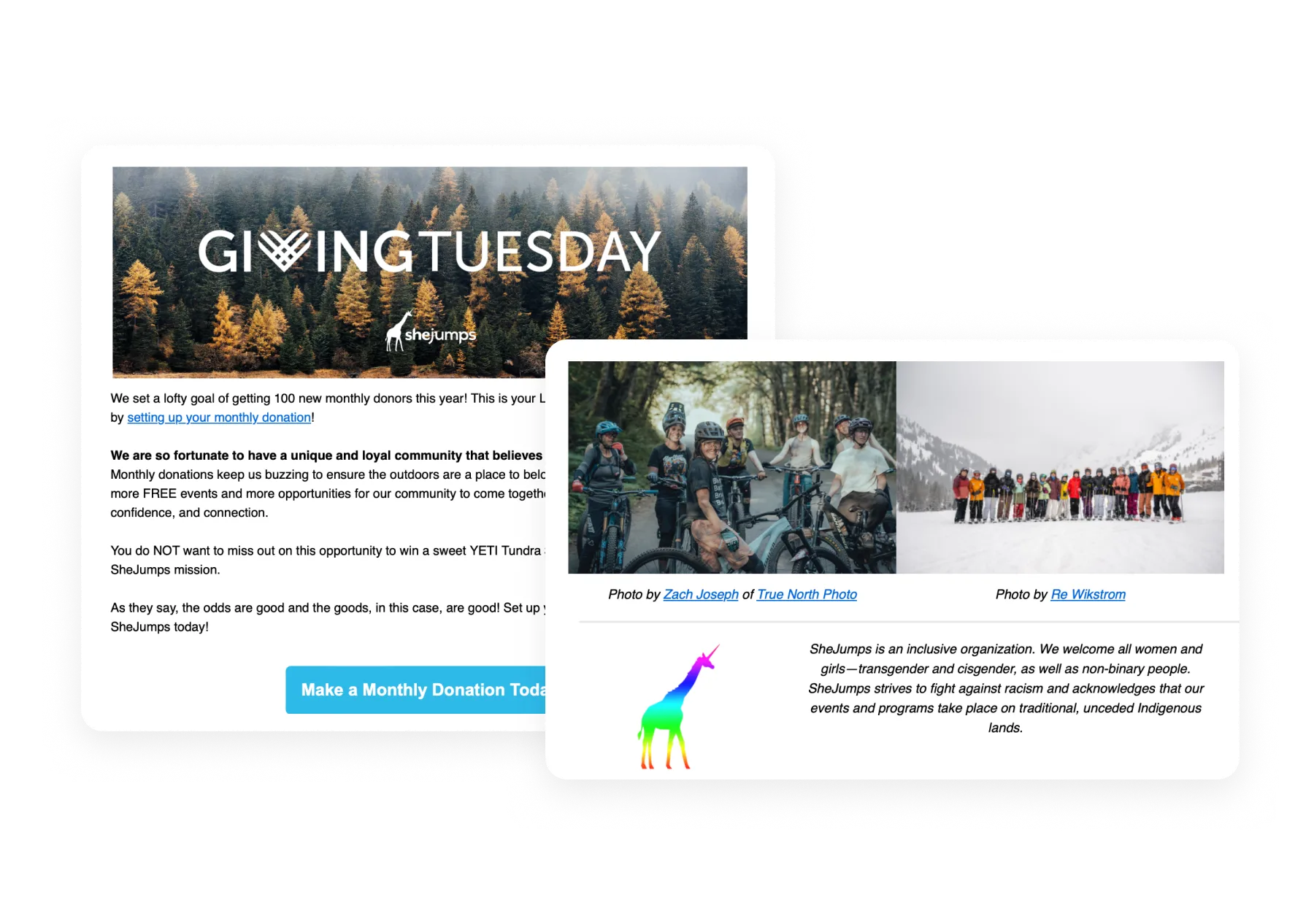 Giving Tuesday monthly gift example