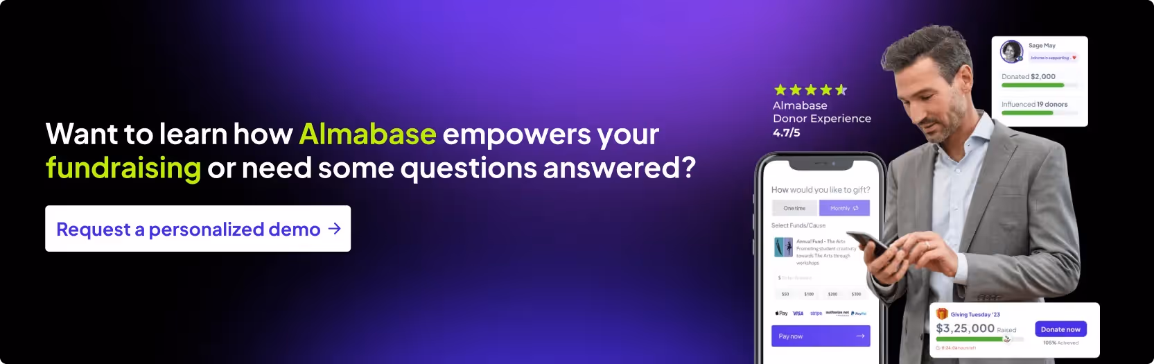 Book a demo with Almabase for fundraising