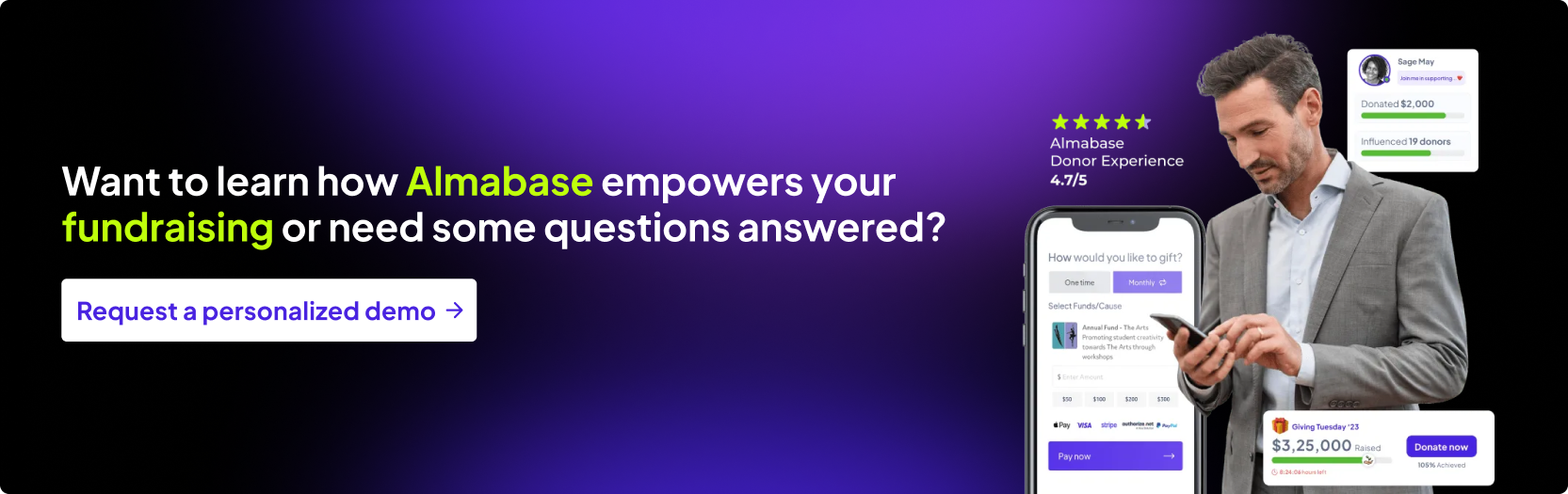 Book a fundraising demo with Almabase