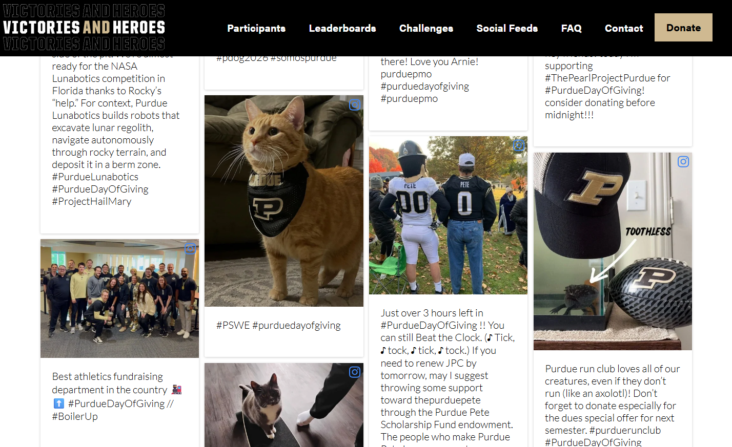 Social feeds from Purdue’s 2026 Giving Day page.