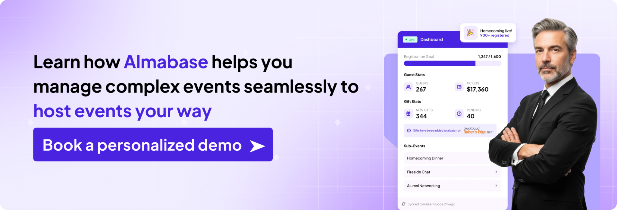 Request a personalized demo with Almabase