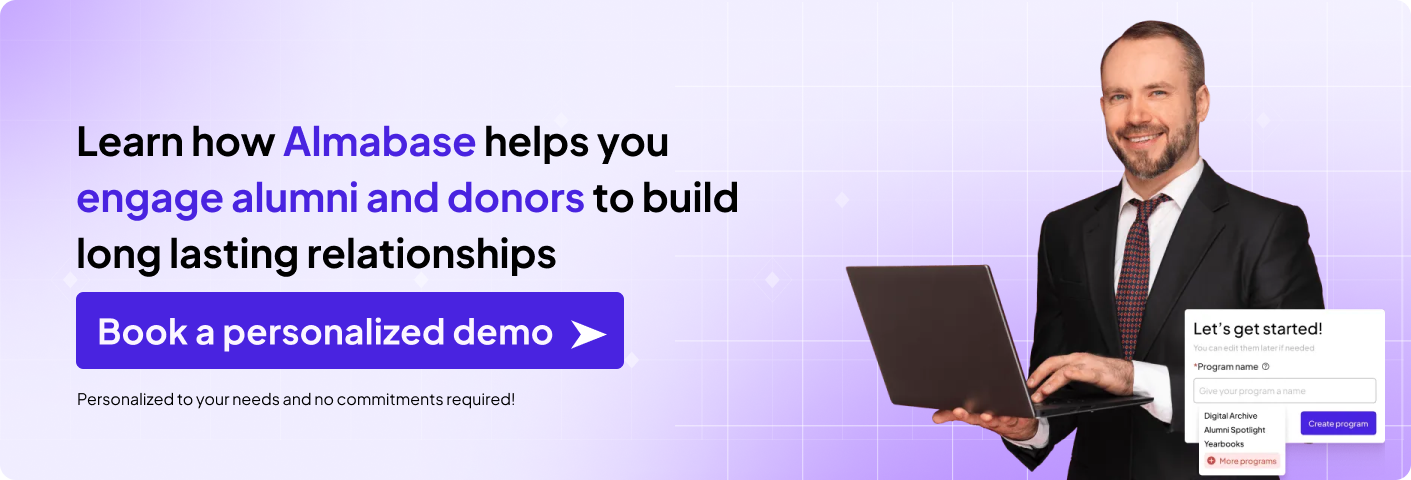 Book an engagement demo with Almabase