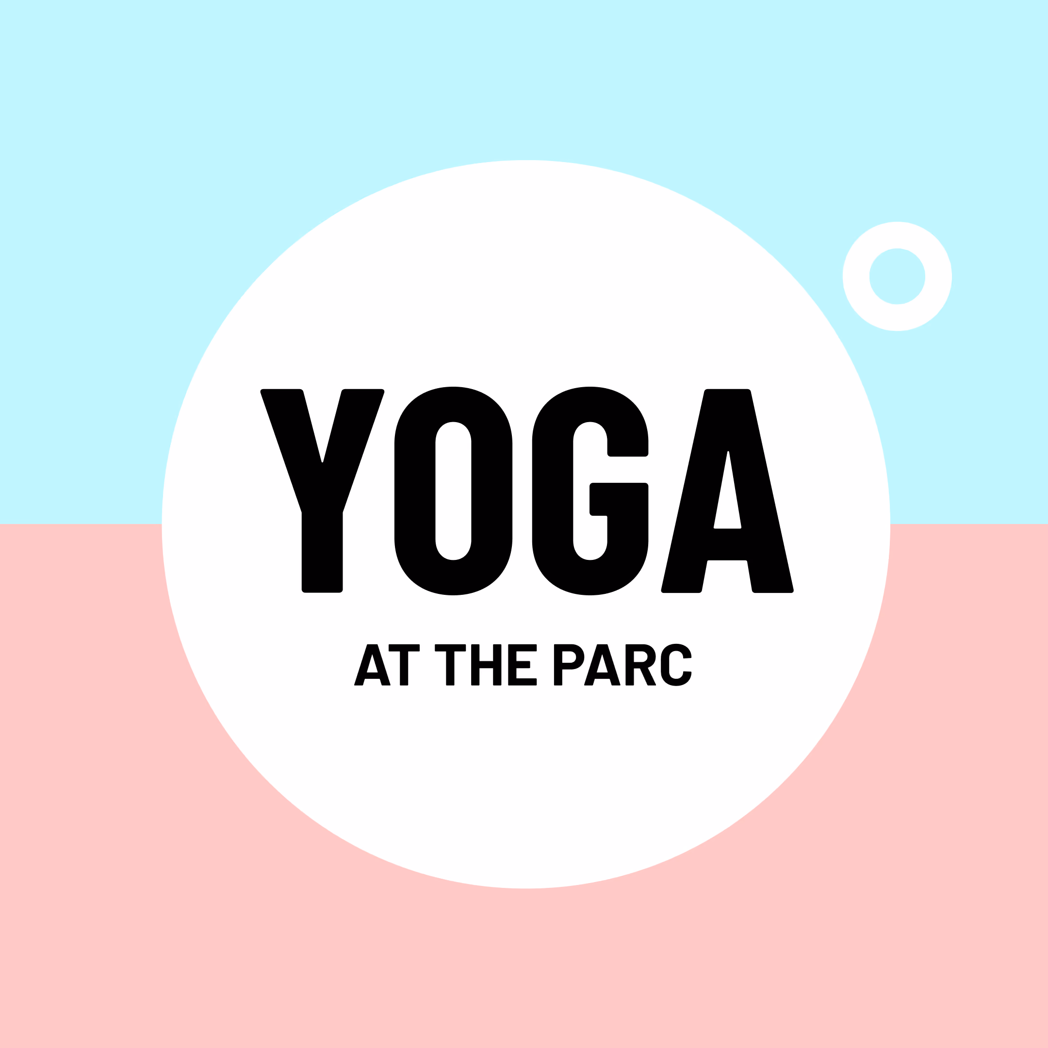 Yoga at the Parc logo in blue and peach