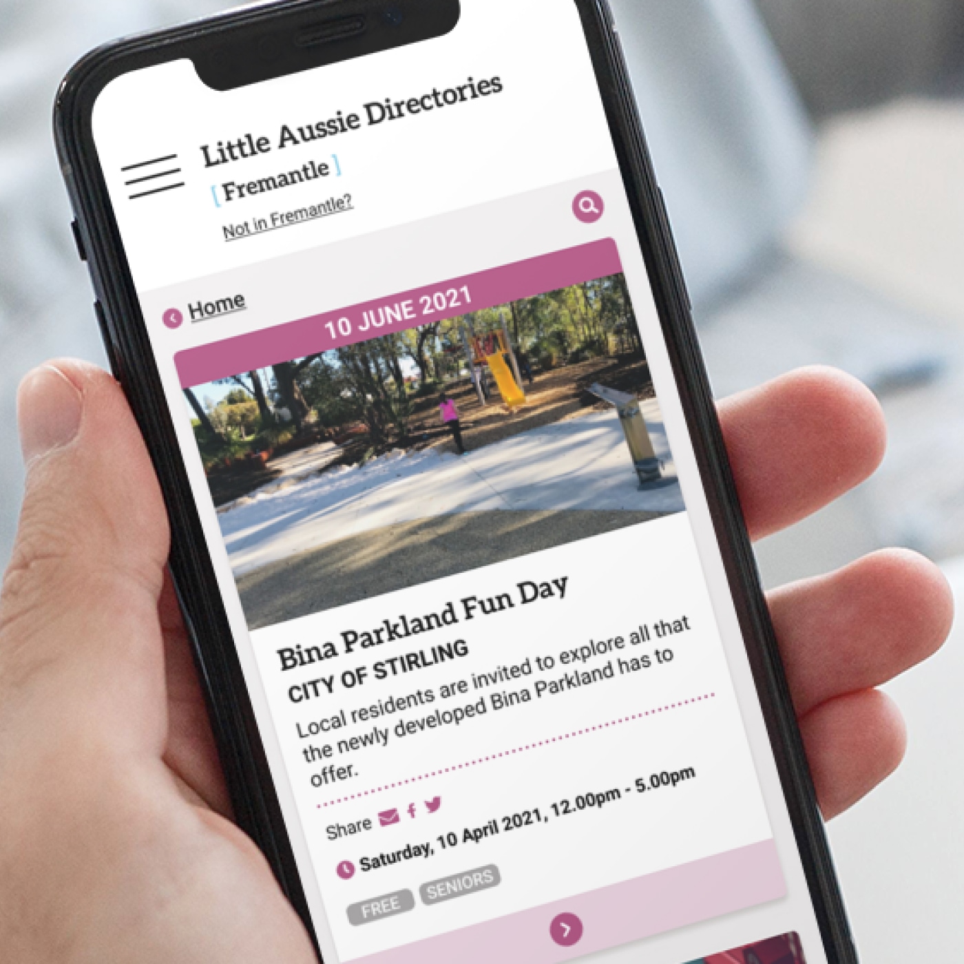 Little Aussie Directories Screen Design on Mobile