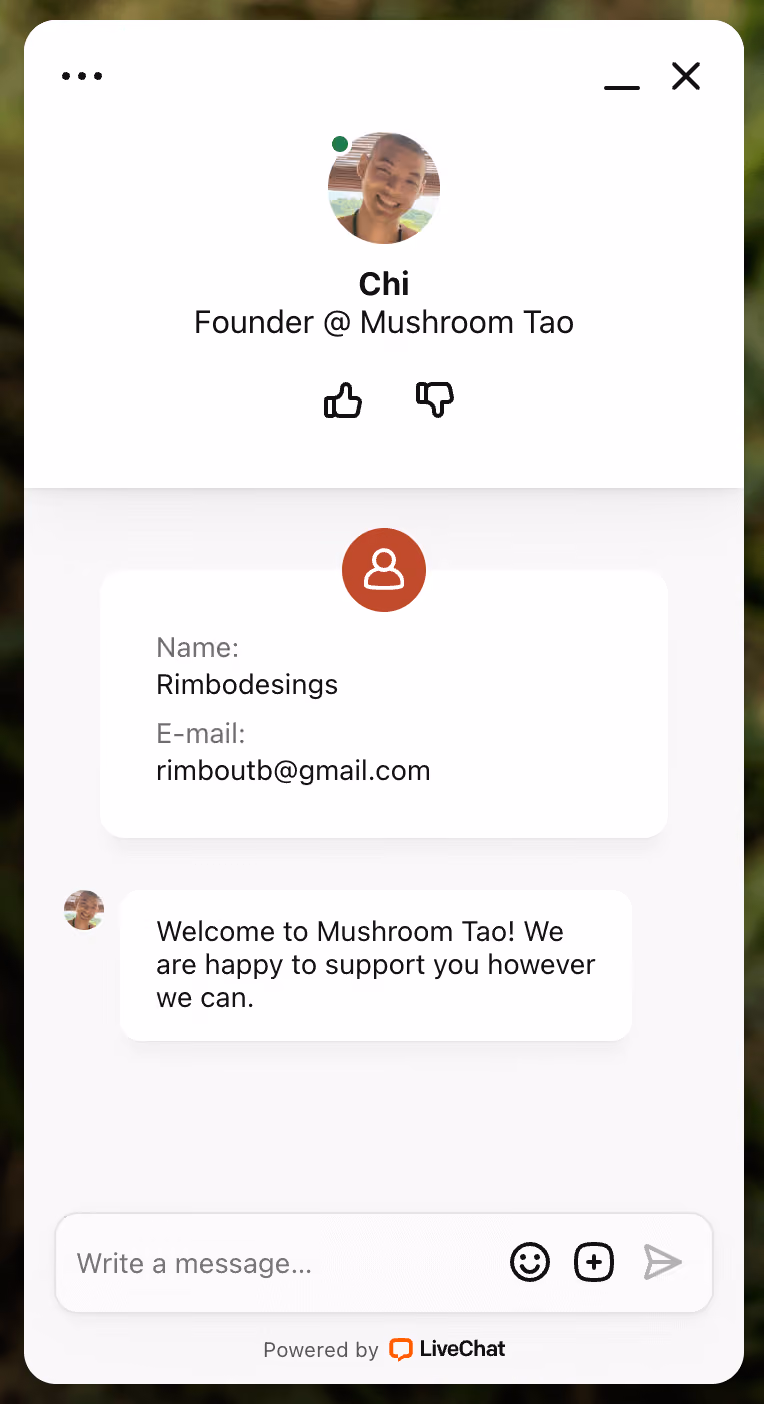 Screenshot of the LiveChat integration