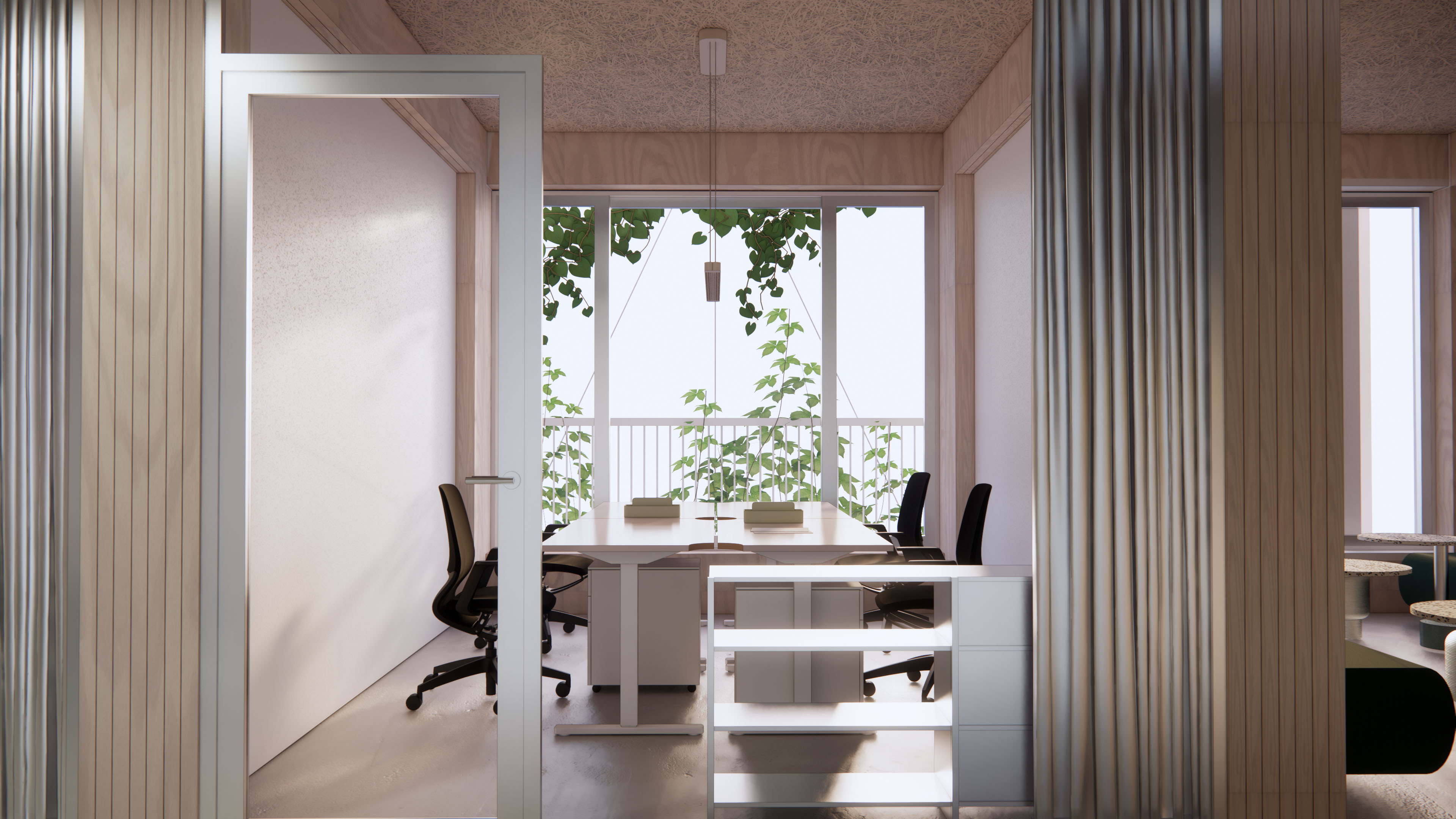 AI-generated image of Neues Amt Altona building, office perspective