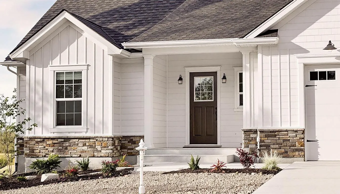 The image showcases the beautiful exterior of a home featuring new siding, a modern roof, and elegant stone accents, enhancing its curb appeal. This residential siding project exemplifies quality craftsmanship and the expertise of a Portland siding contractor.