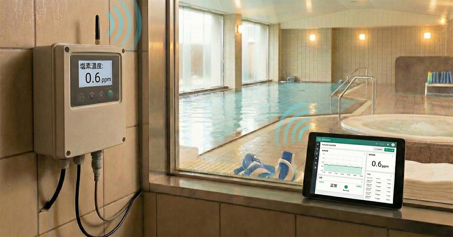 【プール・温浴施設の巡回を大幅削減!】 IoTデータ連携ツール「Gravio」×塩素濃度計で実現する水質管理の省力化・見える化