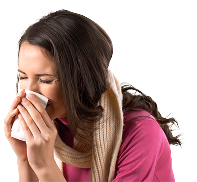 woman sneezing from allergies