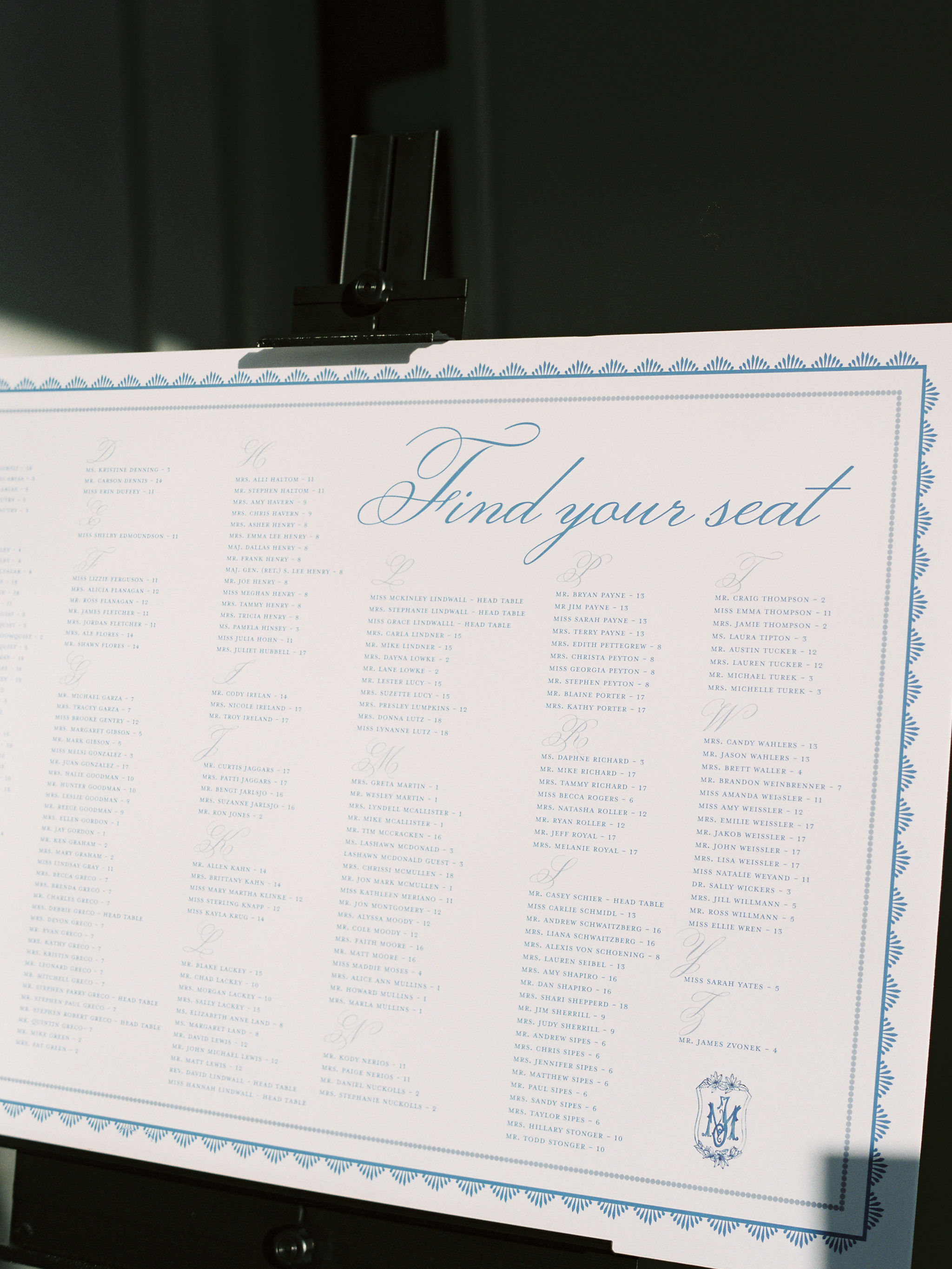Vintage Seating Chart