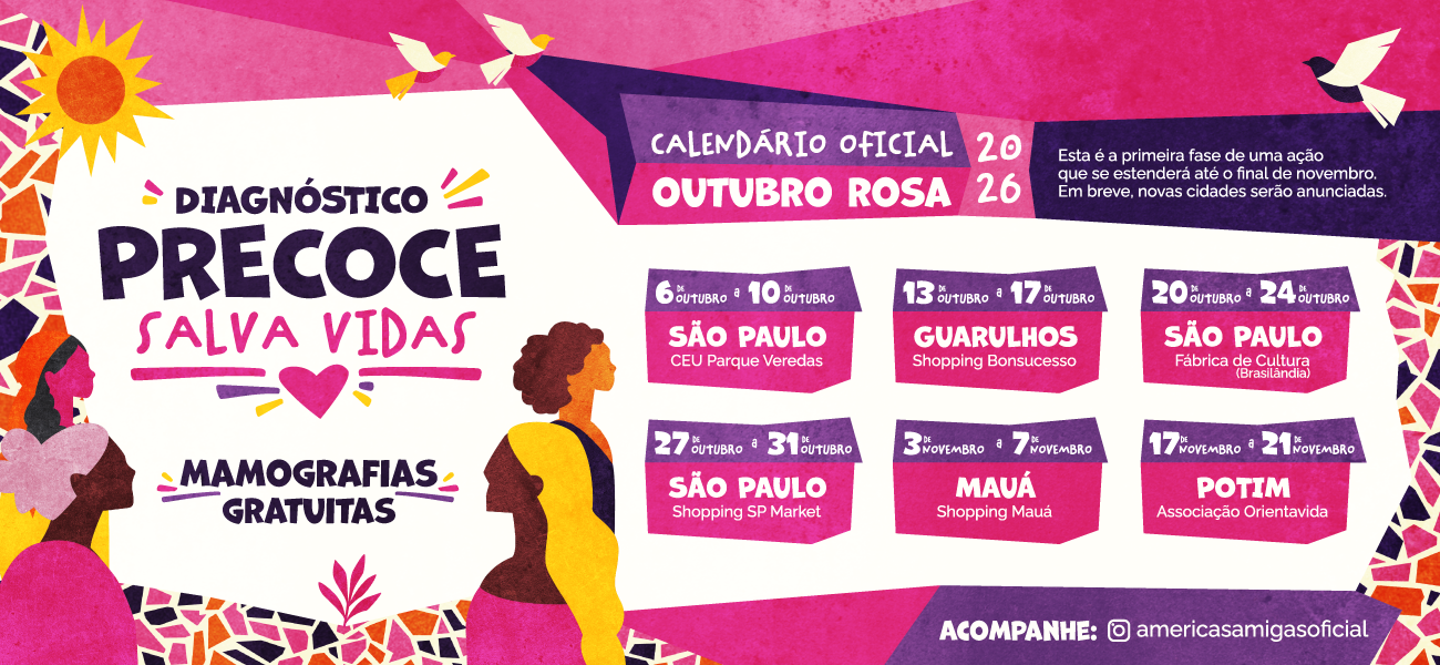 Outubro Rosa 2026: Diagnóstico precoce salva vidas. Calendário oficial de mamografias gratuitas.