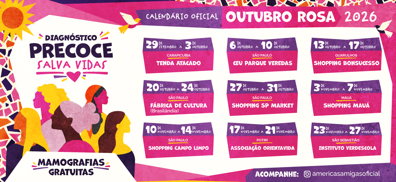 Outubro Rosa 2026: Diagnóstico precoce salva vidas. Calendário oficial de mamografias gratuitas.