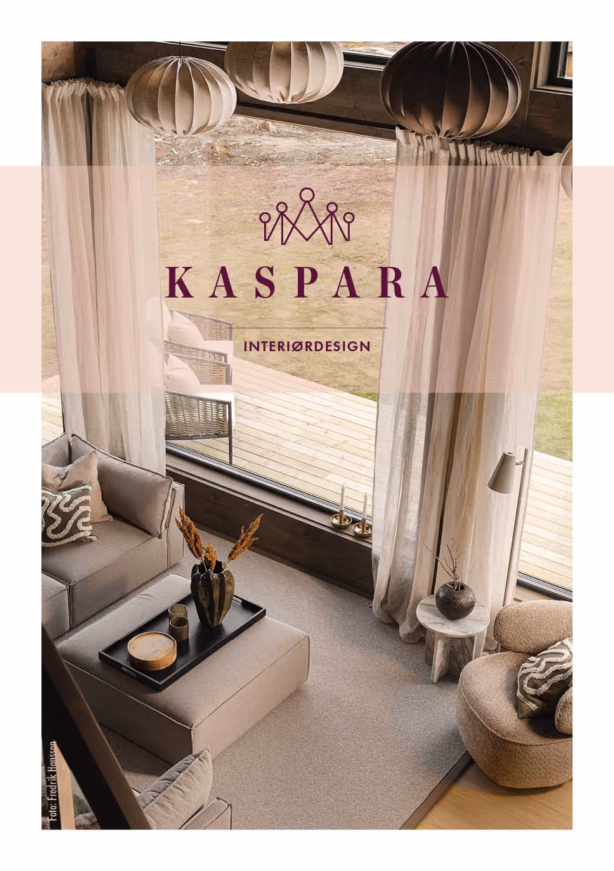 Folder med informasjon om tjenester hos KASPARA Boligstyling & Interiørdesign.