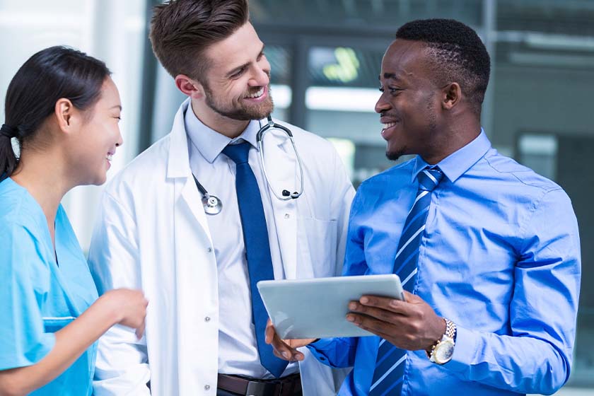 Diverse CareRev nurses talking 
