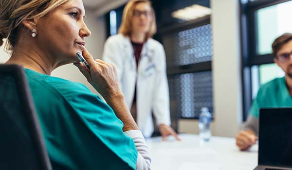 healthcare professionals talking