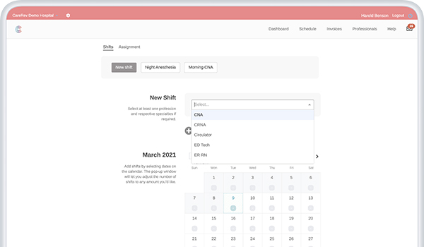 carerev post a shift screenshot