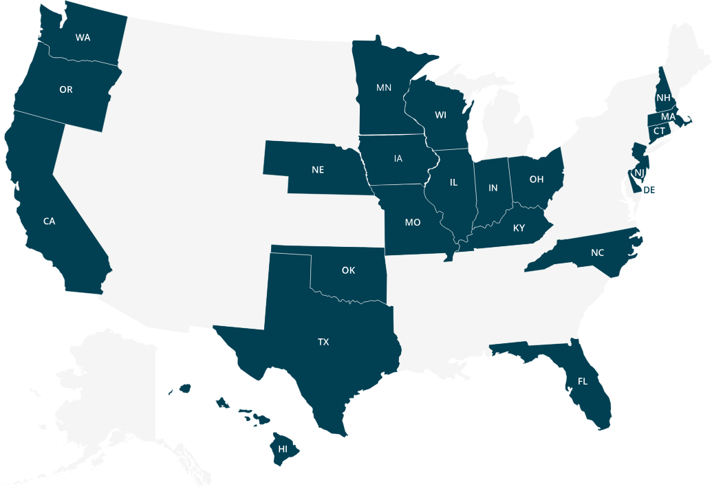 A map showing CareRev locations across the United States.