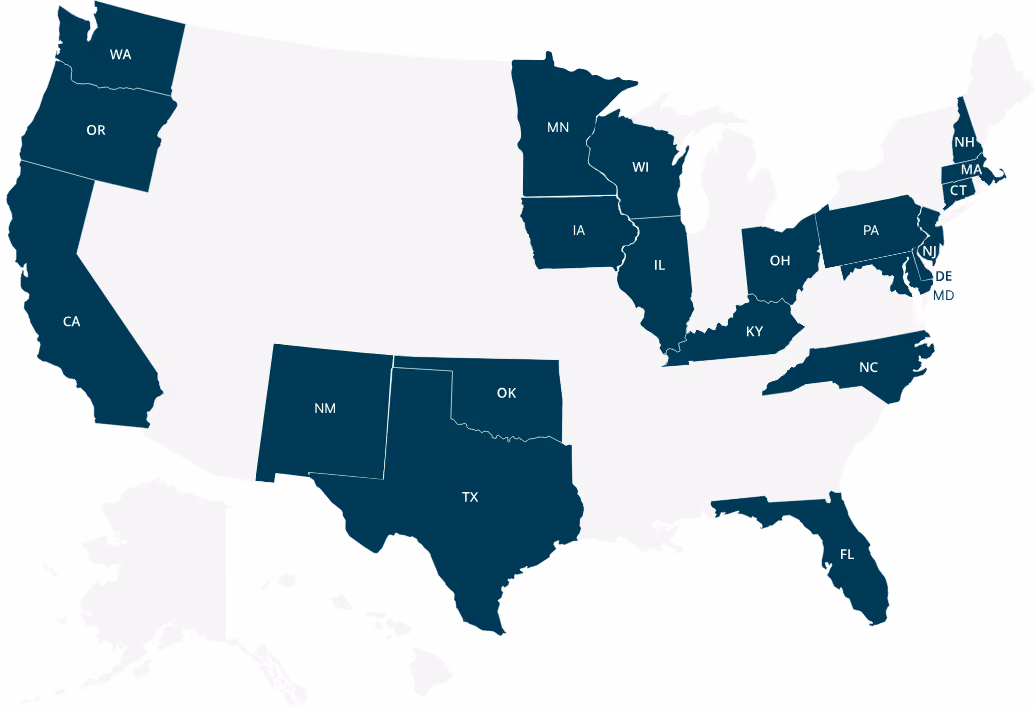 A map showing CareRev locations across the United States.