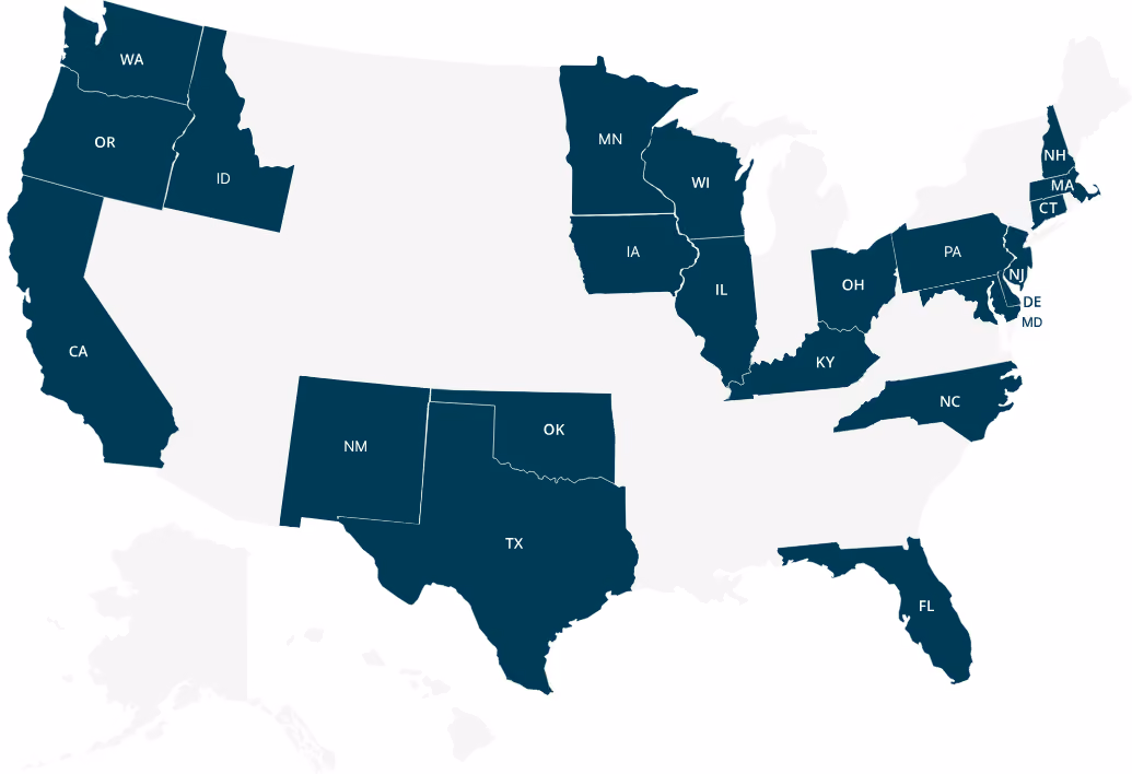 A map showing CareRev locations across the United States.