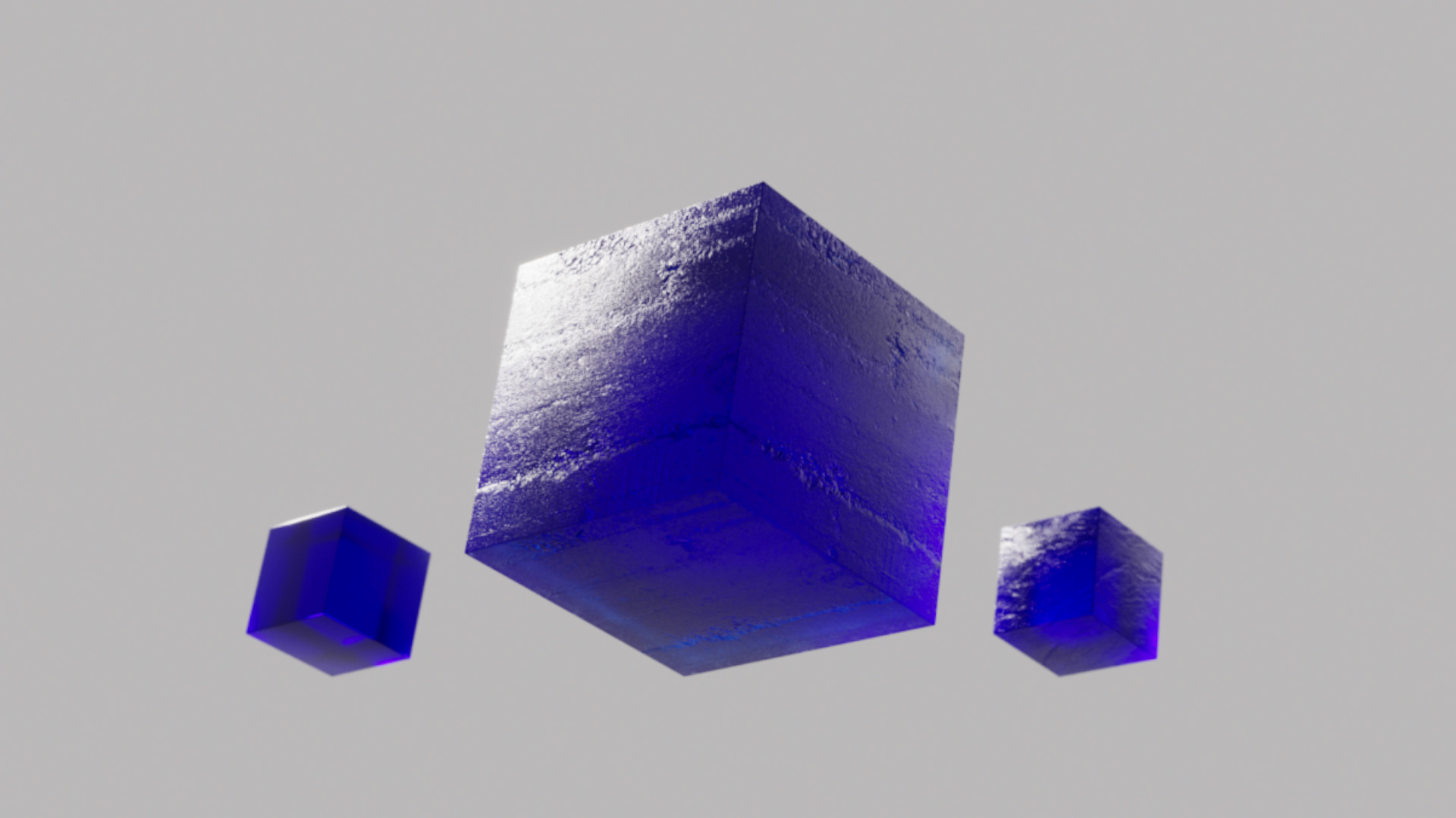Floating cubescovered in a Normal Map in a crystal blue material in an extruded 3D shape for the Blauw Films Normal Map Generator.