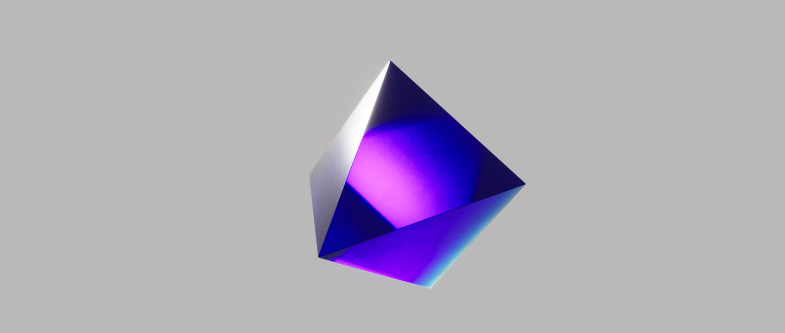 Floating pyramid with a strong hue of colors in a crystal blue material in 3D shape for the Blauw Films HEX, RGB, CMYK Color Converter.