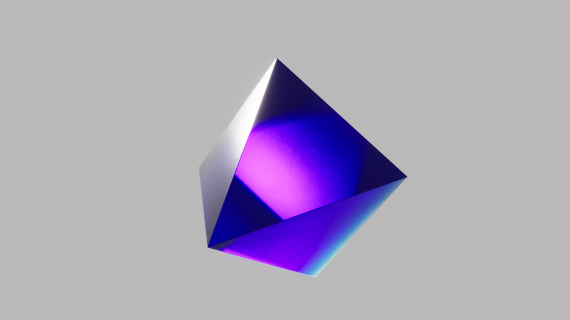 Floating pyramid with a strong hue of colors in a crystal blue material in 3D shape for the Blauw Films HEX, RGB, CMYK Color Converter.