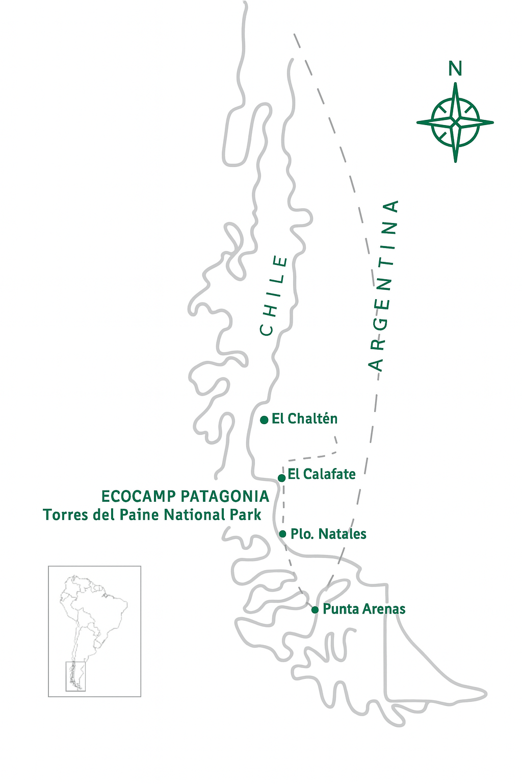 Map of EcoCamp Patagonia Location