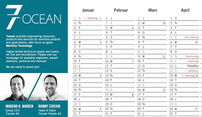 Calendar 2020 | 7ocean