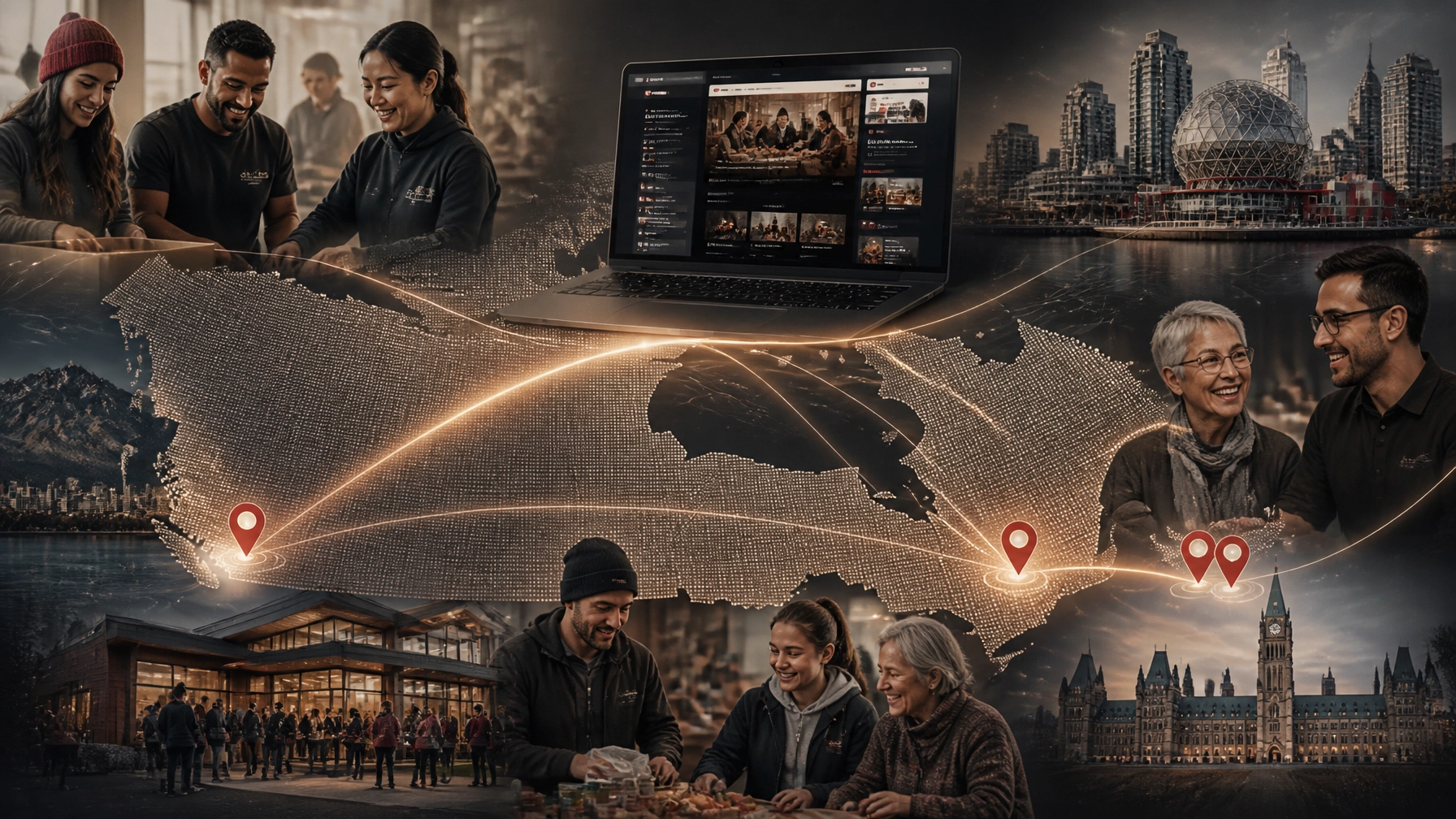 A connected regional nonprofit network linking Montreal, Toronto, Ottawa, and Vancouver